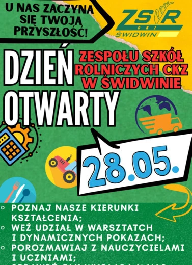 Plakat Dnia Otwartego w ZSR CKZ w Świdwinie
