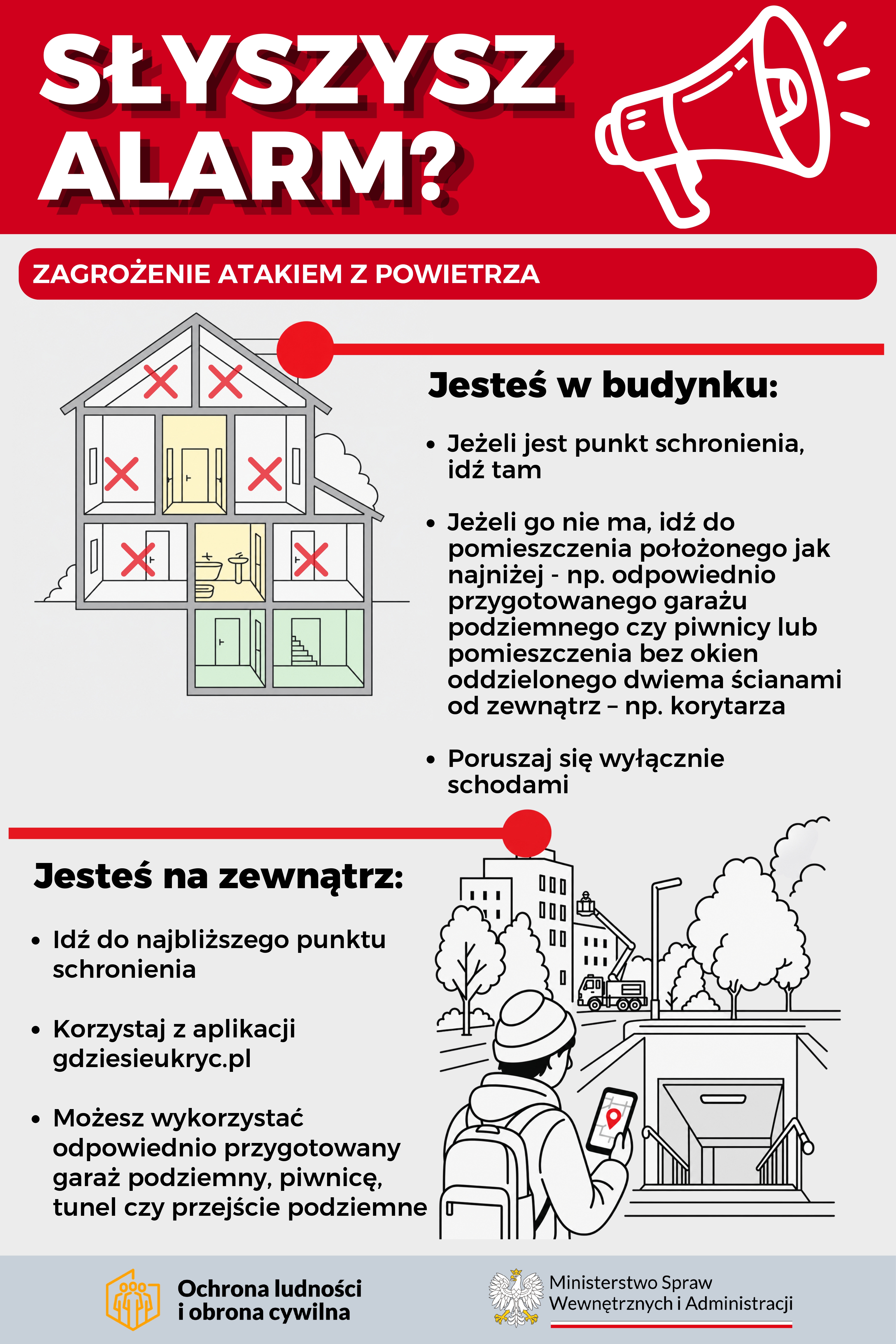 Słyszysz alarm Zagrożenie atakiem z&nbsp;powietrza
