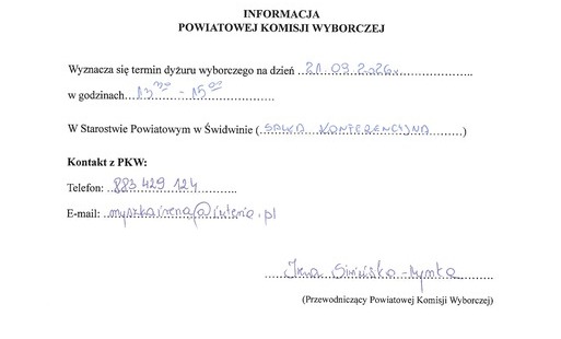termin dyżuru wyborczego